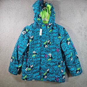 NEW Disney Mickey Mouse Kids Blue Puffer Winter Jacket Hooded Size M 8 Years